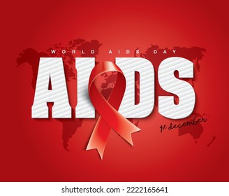 Aids Awareness Red Ribbon. World Aids Day concept. Vector Illustration