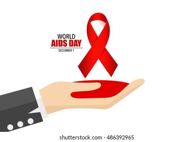Aids Awareness Red Band. Welt-AIDS-Tag. Weltaidtag-Poster am 1. Dezember. Vektorgrafik.
