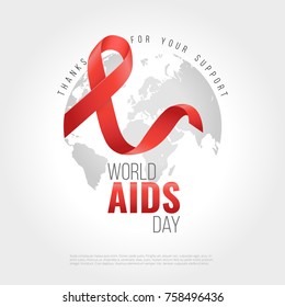 Aids awareness ribbon background. World aids day. 1 December 