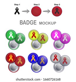 Aids Awareness Ribbon on the circle button badge pin icon