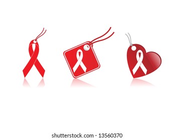aids awareness ribbon tags vector illustration