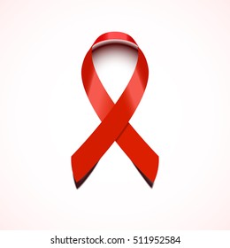 AIDS awareness ribbon vector illustration, isolated on white
