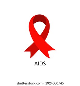 AIDS Awareness Symbol. Red Ribbon. Vector Illustration.