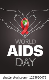 Aids Awareness Symbol. World Aids Day Concept With Red Ribbon 