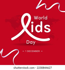 AIDS awareness. World AIDS Day commemorative design concept. Red ribbon