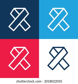 Acht blaue und rote vier Farben minimale Icon-Set
