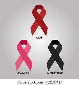 Aids, Cancer and Mourning Ribbon Vector Design 10 Eps Illustration