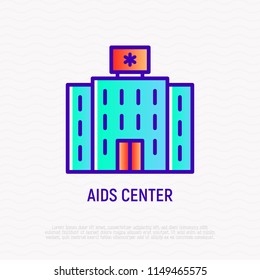AIDs center thin line icon. Modern vector illustration of hospital.