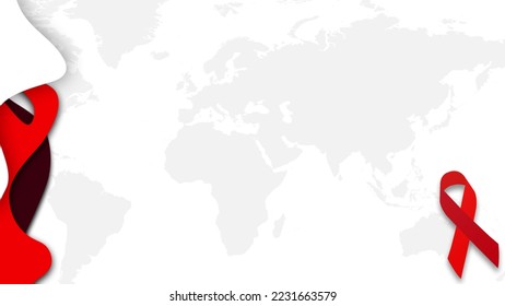 Fondo del Día del SIDA con logotipo de silueta roja y espacio para copias blancas. Adecuado para colocar en contenido con ese tema