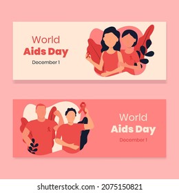 Aids day card set with ribbons