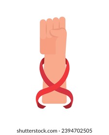 aids day hand with red ribbon design vector isolated
