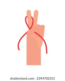 aids day hand with ribbon vector isolated