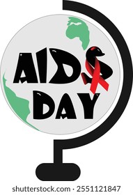 Aids-Tag und ein rotes Band, das das weltweite Bewusstsein und die Unterstützung bei der Bekämpfung von Aids repräsentiert