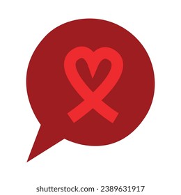 aids day ribbon forming heart in bubble icon
