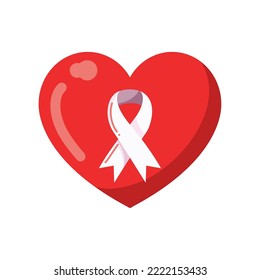 aids day ribbon on heart over white