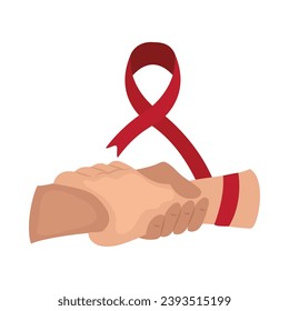 Aids-Tagesband und zitternde Hände, Vektorgrafik einzeln