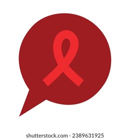 aids day ribbon in speech bubble icon