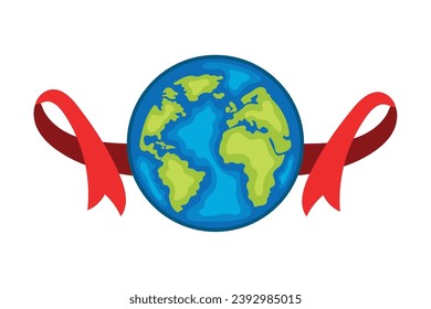 aids day ribbon and world vector isolated