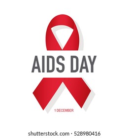 AIDS day text with red ribbon background