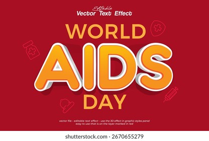 Efecto de texto de diseño de Vector de día de SIDA