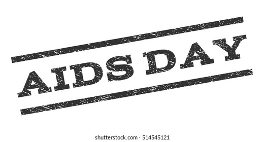 AIDS Day watermark stamp. Text tag between parallel lines with grunge design style. Rubber seal stamp with unclean texture. Vector gray color ink imprint on a white background.