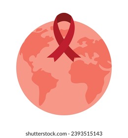 aids day world with ribbon vector isolated