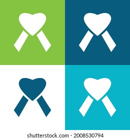 Sida Corazón plana cuatro colores mínimo conjunto de iconos