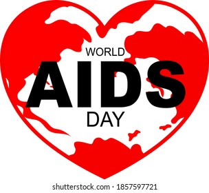 Aids in heart shape. World AIDS Day concept. Aids Awareness icon design for poster, banner, t-shirt. illustration.