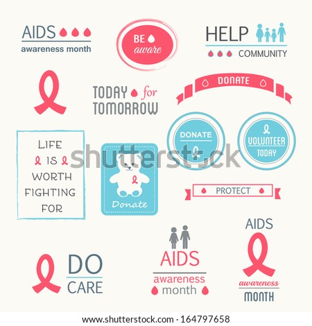 AIDS HIV Awareness Design Elements Ribbons Stock Vector (Royalty Free ...