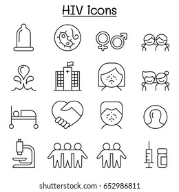 AIDS ,HIV icon set in thin line style