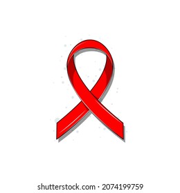 Icono de SIDA rojo de color rojo en forma de cinta. Día Mundial del SIDA, 1 de diciembre. 