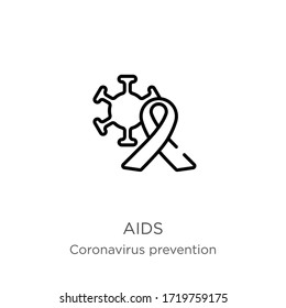 Aids icon. Thin linear aids outline icon isolated on white background from Coronavirus Prevention collection. Modern line vector sign, symbol, stroke for web and mobile