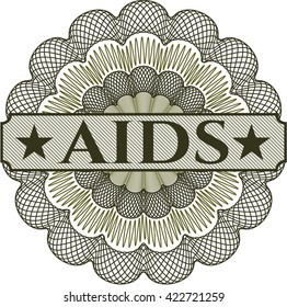 Aids in Geldstil-Emblem oder Rosette
