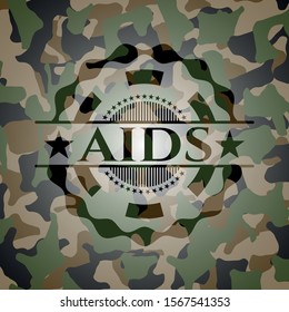 AIDS on camouflaged texture. Vector Illustration. Detailed.