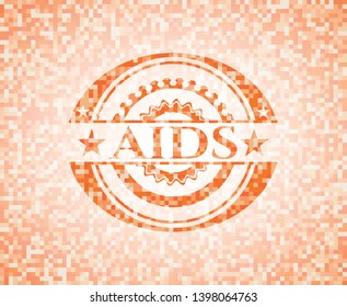 AIDS orange mosaic emblem. Vector Illustration. Detailed.