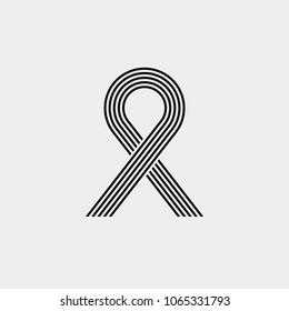 AIDS Outline symbol icon. Simple multiline vector design element on white background. Vector illustration.