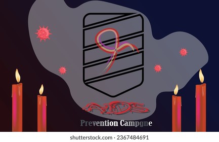AIDS prevention Shield illustration, World AIDS Day banner vector template