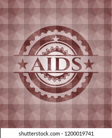 AIDS red emblem with geometric background. Seamless.