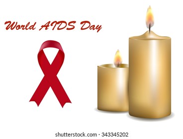 Aids red ribbon and candle