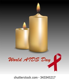 Aids red ribbon and candle