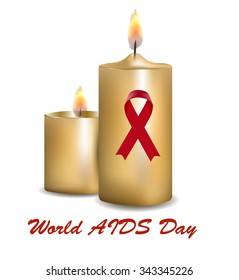 Aids red ribbon and candle