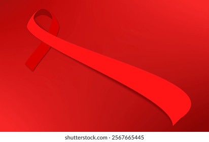 Aids red ribbon. red gradien background, World aids day vector isolated symbol. Illustration of red ribbon, aids health day campaign