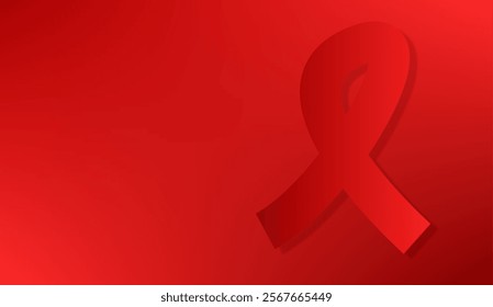 Aids red ribbon. red gradien background, World aids day vector isolated symbol. Illustration of red ribbon, aids health day campaign