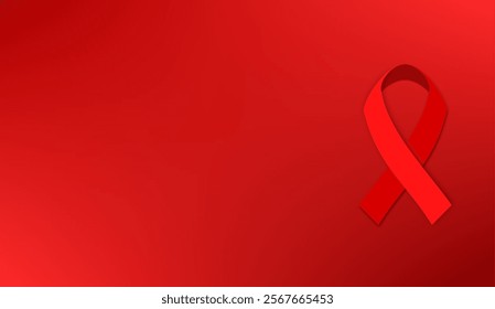Aids red ribbon. red gradien background, World aids day vector isolated symbol. Illustration of red ribbon, aids health day campaign