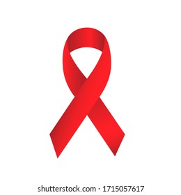 AIDS  red ribbon icon.3D red ribbon illustration. Hiv .