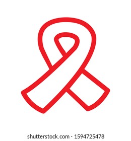 AIDS red ribbon lines, HIV icon illustration, AIDS awareness vector illustration.