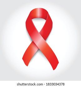 Aids Red Ribbon Realistic Vector Icon