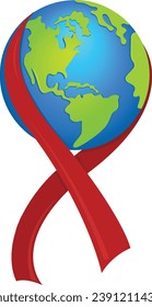 AIDS RED RIBBON with world globe
World Aids Day