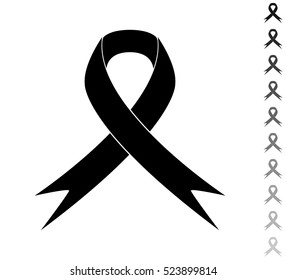 AIDS ribbon - black vector icon and ten icons in  shades of grey