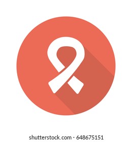 AIDS ribbon flat design long shadow glyph icon. Vector silhouette illustration